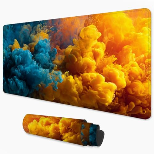 Alfombrilla Ratón Amarillo Mouse Pad 1000x400 mm, Grande Alfombrilla Gaming Azul con Superficie Especial Que Mejora la Velocidad y la precisión, Mousepad Impermeable para Gamers, PC y Portátil 3Y-512