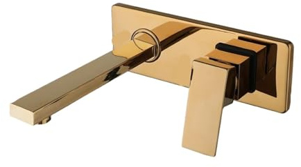 Golden Plated Bathroom Sink Faucet Wall Mounted Washbasin Tap Concealed Crane Hot Bathtub Filler Tap(Color 5)