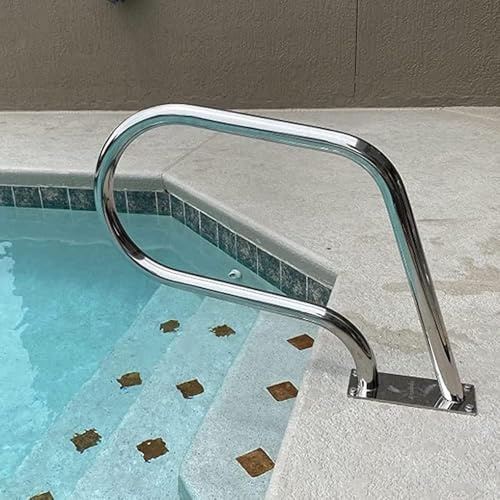 Pool Ramp Handrail, 304 Stainless Steel Stair Handrail with Quick Installation Bottom Plate, for Garden Swimming Pool Jacuzzi