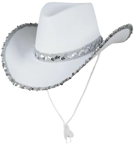 mojingder Cowgirl Kostüm Damen Pink,Damen Cowboyhut mit Flauschig und Glitzer Dekoration Hut Mütze Kopfbedeckung für Party Halloween Karneval Kostümzubehör
