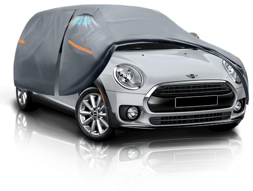 Tozaroa Car Cover for MINI Clubman(2010-2024)100% Waterproof Breathable, Outdoor Full Exterior Covers All Weather Protection Rain Sun Dust with Zip and Cotton(Black)