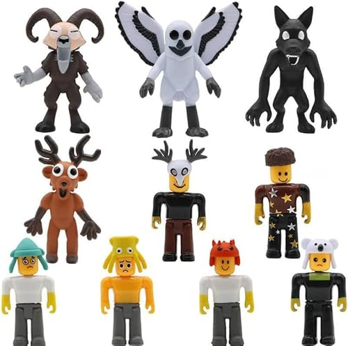 Aubzy 99 Notti nella Foresta Set di 10 Figure - Action Figure con Alce, Gufo e Mostri, Personaggi Principali del Gioco di Sopravvivenza Fantasy, per Collezionisti