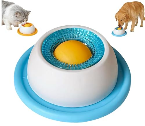 Hundelickspielzeug, Lick Bowl Für Hunde, Nassfutter Lick Pad Mit Antirutschmatte, Schleckball Hund Leckt Futternapf mit Integrierter Drehkugel für Gelangweilte Welpen Katzen Futterausgabe (Hunde-A)