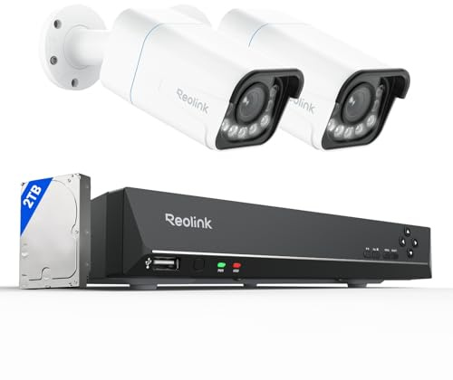 Reolink 4K Smarte PoE IP Kamera Outdoor mit Personen-/Autoerkennung, 5X optischer Zoom Überwachungskamera Aussen, Spotlight, Farbige Nachtsicht, Zwei-Wege-Audio, RLC-811A*2 mit NVR RLN8-410