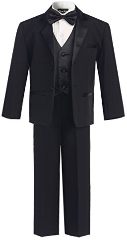 OLIVIA KOO Boys Perfect Fit Classic Tuxedo Suit with No Tail,Black Two Button,18