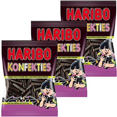 Haribo Konfekties, 3er Pack, Lakriitz, Süßigkeit, Nascherei, Im Beutel, Tüte, 175 g