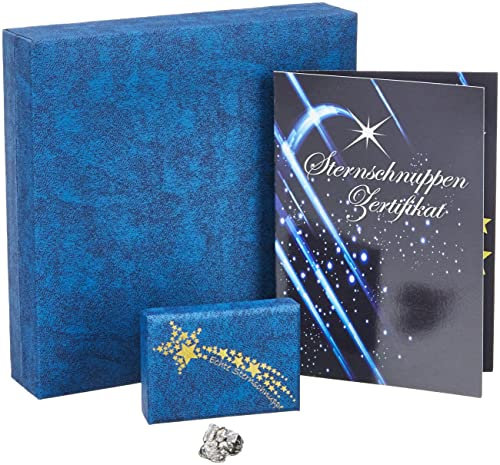 Budawi® Echte Sternschnuppe mit Echtheitsnachweis – Meteoritenstein 6–8g – Geschenkset mit Box & persönlicher Widmung – Unikat aus dem All – Außergewöhnliches Geschenk für Sternenfans