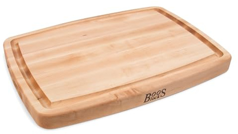 Boos Block Juice Groove Carving Board Oval - Butchers Block North American Hard Maple Chopping Board - Safe for Food Preparation - Thick 24 x 18 x 1,5 Inches