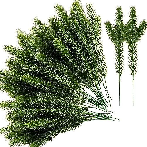 Purple Star Künstliche Tannennadeln, Zweige Girlande, 26,7 x 6,3 cm, grüne Pflanzen, Tannennadeln, künstliche grüne Tannennadeln für DIY-Girlande, Kranz, Weihnachtsverzierung und Heimgartendekoration,