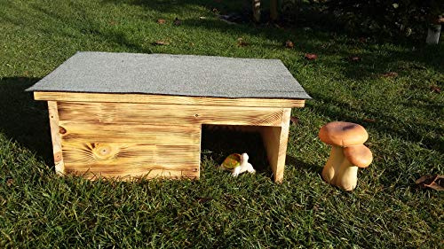 Schildkrötenhaus Terrarium 60x40x22cm geflammt Dachpappe Gratis Heu und Stroh