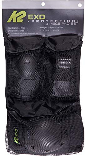 K2 Skates Unisex – Erwachsene Schonerset Exo Adult Pad Set — Black - Grey - Green — L (Knee: A:42 - 46cm B:37 - 40cm / Elbow: A:28 - 31cm B:27 - 30cm / Wrist: A:23 - 25cm B:20 - 22cm) — 30E1230