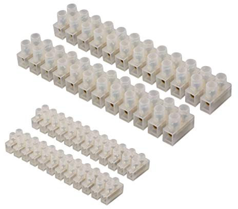 GTSE 4 Pack of Electrical Connector Blocks, 3A, 15A, 12 Way White Terminal Block Electrical Connector Strips