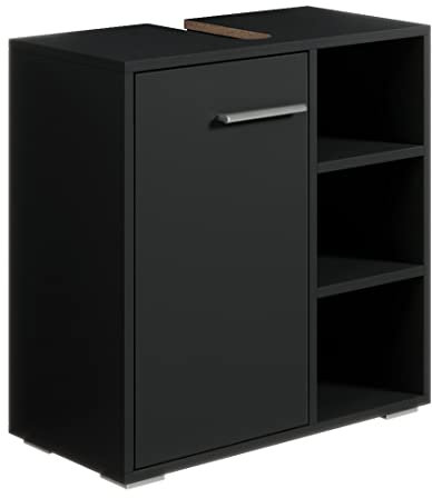 Badplaats B.V. Badezimmer Badmöbel Neptunes 60cm Schwarz - Unterschrank Badmöbelset Badschrank Schrank Waschbeckenunterschrank