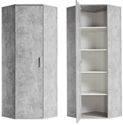 mokebo® Eckschrank in Grau aus Holz 'Der Lange', Aktenschrank & Mehrzweckschrank für Flur oder Büro in 64x180x64 cm (B/H/T), auch als Aktenschrank, Allzweckschrank oder Haushaltsschrank