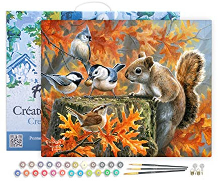 Figured'Art Peinture par Numéro Adulte avec Cadre Ecureuil espiègle - Activité Manuelle Kit de Loisir Créatif DIY Numéro d'Art Complet - 40x50cm toile tendue sur châssis