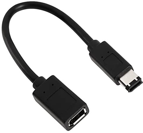 Cavo IEEE 1394 da 6 pin femmina a 1394 6 pin maschio Firewire da 400 a 800 Cavo convertitore adattatore per trasferimento dati compatibile con MacBook Pro Mac Mini nero 22 cm