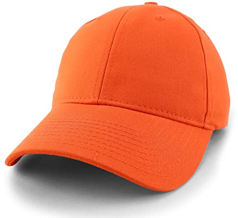 Made in USA Structured Firm Crown 100% Cotton Chino Twill Baseball Cap - Orange