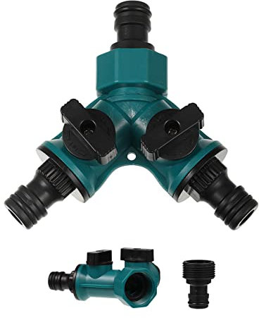 worahroe 2 Way Hose Pipe Connector, 2 Way Garden Water Pipe Connectors, Garden Hose Y-Splitter Connection with Individual On/Off Valves for Water Pipe, Quick Hose End Connector