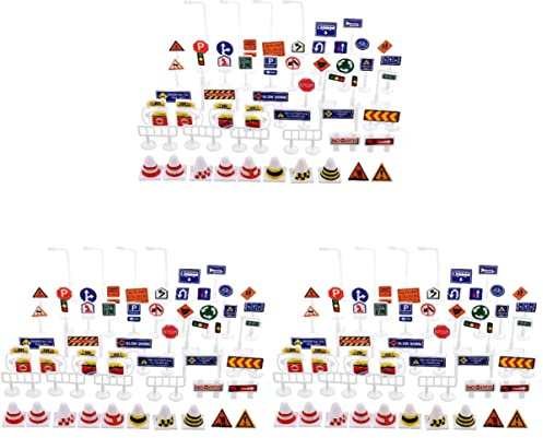 Toyvian Jouet De Panneau De Signalisation Routière 168 Pièces Jouet Cognitif pour Enfants Apprentissage des Règles De Circulation Et De La Sécurité Jeu Interactif Parent-Enfant