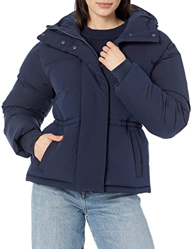 Amazon Essentials Chaqueta Acolchada de Cintura Corta para Mujer (Disponible en Tallas Grandes), Azul Marino, Talla XL