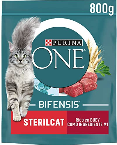 PURINA ONE Bifensis Sterilcat Crocchette per Gatti Adulti Sterilizzati con Manzo e Frumento 8 Sacchi da 800g