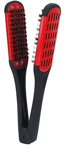 ANKROYU Haarglätter Bürste, doppelseitige Bartglättungs Klemmbürste Professionelles Bart Haarschienen Bürsten Styling Werkzeug zum Glätten und für glatte Frisuren(Rot und Schwarz)