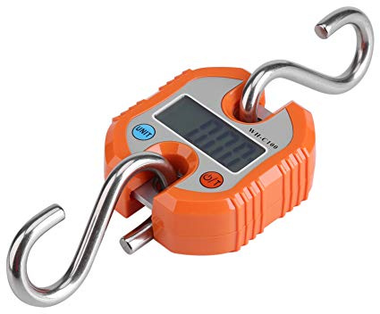 WeiHeng Tragbarer Kran LCD Digital Elektronische Hakenwaage Schleifenwaage Schwarz 100kg Hakenwaage 100kg Hakenwaage Fleisch HD LCD Display 51 X 20mm (Orange)