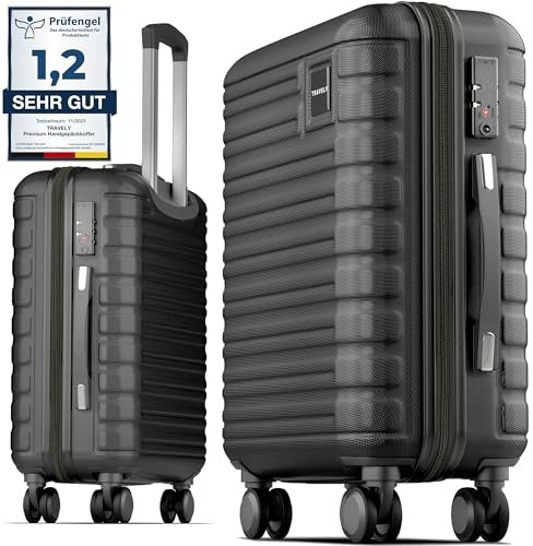 Travely Polycarbonate Cabin Suitcase 55x40x20cm - 20 Inch Suitable for Ryanair - 36L Including TSA Lock - Carry on - 10kg Suitcase, Cabin case, Hardshell