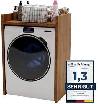 CraftPAK Waschmaschinenschrank geeignet für Waschmaschine & Wäschetrockner, Waschmaschinenschrank Überbauschrank, Badezimmermöbel Größe 66x97x48 cm, Farbe Retro