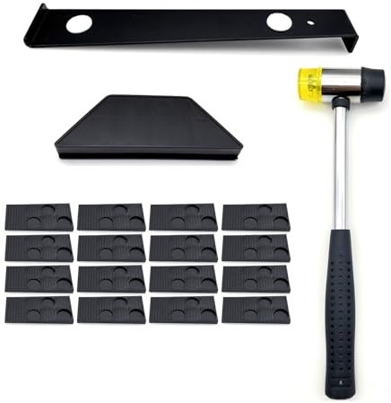 JZK Kit di strumenti per il montaggio di pavimenti in laminato, 23 in 1, con 20 distanziatori, blocco maschiatura per pavimenti in laminato, barra di trazione e martello in gomma, kit di installazione