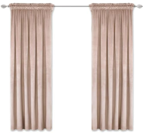 HOME DEKO Vorhang 2er-Set, Blickdichte Vorhänge aus Velours, Samtvorhänge zur Verdunkelung, Verdunklungsvorhänge für Wohnzimmer oder Schlafzimmer, Fenstervorhänge, 2 Stück, 140 x 250 cm, Puderrosa