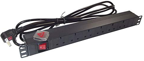 6 Way UK PDU 19 Inch Rack Mount 3m Lead 1U