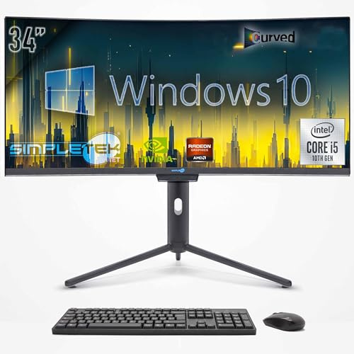 SIMPLETEK - PC All In One 34 Curvo FHD | i5 10° Gen | Windows 10 Pro | 32GB RAM | 2TB SSD | Webcam Integrata 5MP | WiFi6 e BT 5.2
