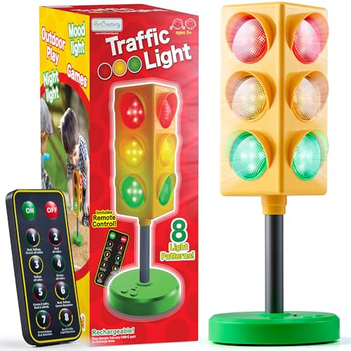 ArtCreativity Traffic Light - Teacher Classroom Must Haves Supplies, 8 Modes with Remote - Classroom Decor, Kindergarten Educational Lamp - Real Traffic Light Rotation Mode