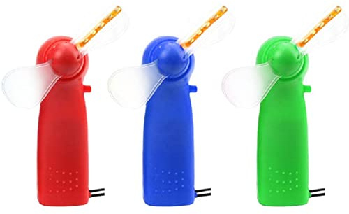 Mini-LED-LED-Ventilator, batteriebetrieben, Handventilator, Dekoration, Partylicht, blinkend, bunt, U0b6-Licht, flexibles Geschenk, Spielzeug für Kinder