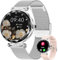 Fitonme Smartwatch Damen Rund mit Telefonfunktion, 1,19 Zoll AMOLED Display Fitnessuhr mit 100+ Sportmodi Pulsuhr SpO2 Schlafmonitor, IP68 Wasserdicht Sportuhr Armbanduhr für Android iOS Silber