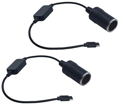 2 Stück Zigarettenanzünder Adapter, 5V USB C Stecker auf 12V Zigarettenanzünder Weiblich Konverter 35CM, 10W Auto Zigarettenanzünder Buchse Konverter für Kamera GPS E-Dog Recorder DVR Dash (USB C)