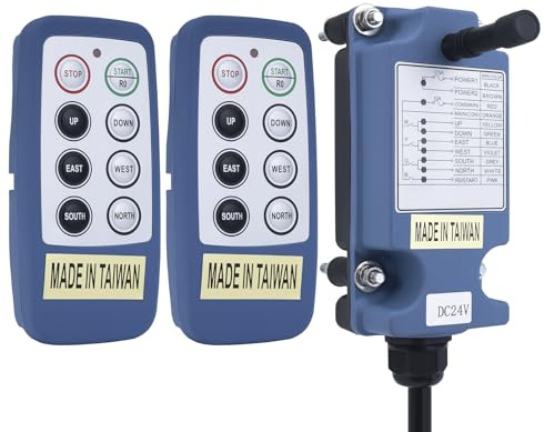 Mini Télécommande sans Fil pour Pont Roulant Grue pour Industriel 6 canaux Boutons 220V Treuil électrique Treuil Remorque à Benne basculante Radio 2 Emetteurs et récepteur Saga-L8