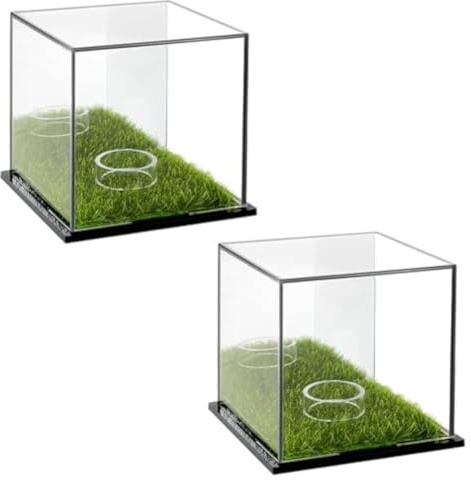 Qeunrtiy Caja de Presentación de Golf Soporte de Golf de Acrílico Caja de Presentación Transparente Caja de Presentación Cuadrada con Base Verde