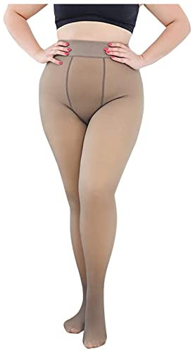 Thermo Strumpfhose Damen Gefälschte Durchscheinend Feinstrumpfhose Damen Enges Figurformende Winterstrumpfhose Damen Gefüttert Stützstrumpfhose Elegant Slim-Fit Warme Leggings Damen Winter