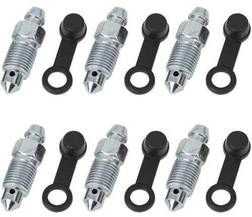 Zephyra 6 Stück Bremsentlüftungsschrauben aus Zinklegierung, M10 x 1,0 mm, mit Staubkappen, Hochwertige Zubehörteile für Hauptbremszylinder und Bremssättel von Motorrädern und Fahrrädern