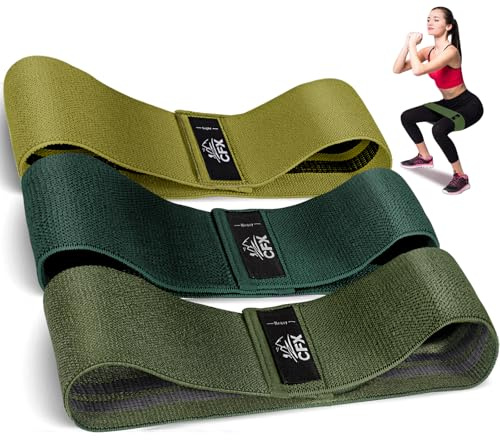 CFX Resistance Hip Bands, Fitnessbänder Set Yogagurt in 3 Zugkraftstärken Trainingsband Yogaband ALS Widerstand und Unterstützung fürs Beintraining (Militärgrünes Set)