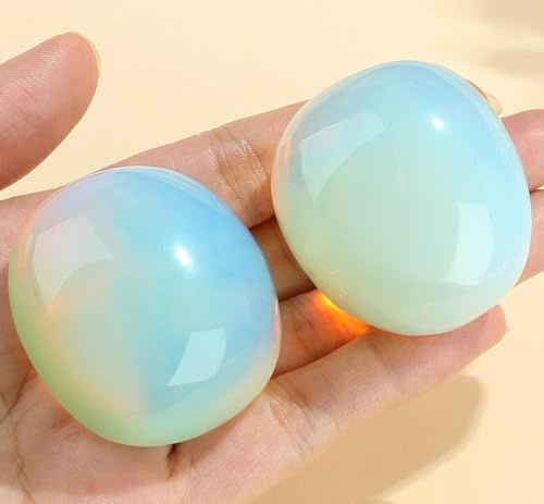 QINJIEJIE Opal Steine natürliche Edelstein Groß Kristalle Polierte Stein Opal 2 Stück Kristallstein Trommelsteine Handschmeichler Sorgenstein Reiki Meditation