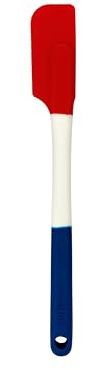 Mastrad - Demi Spatule - Demi Maryse - Pâtisserie Desserts Nappage - Unibloc - en Silicone - Ne Raye Pas les Casseroles - Drapeau Français, White