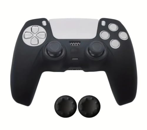 Funda de silicona para PS5 Joystick Funda Skin Antideslizante Cubierta Goma Protectora para PS5 Controller & Cubiertas para palancas analógicas (negro)