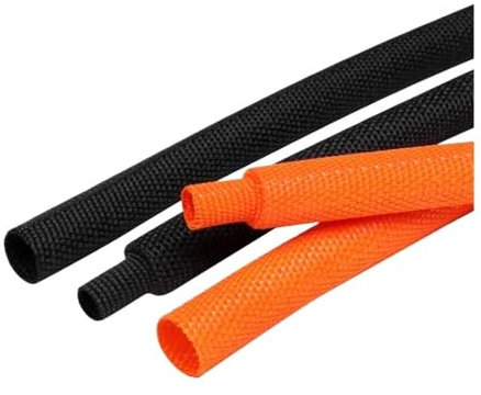 MOVDARL 1~50m Braided Cable Sleeve Diameter 4~30mm PET Heat Shrink Tube Insulation Flam Retardant Shrinkable Wire Wrap Sheath Organizer(Orange,10MM_1 METER)