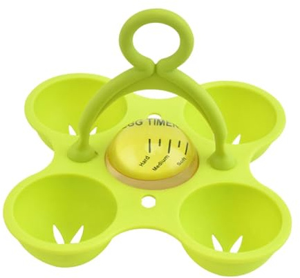 perfk Boiled Egg Timer for Boiling Hard Medium Soft Hold 4 Eggs,Kitchen Gadget,Changes Colors when Done with Egg Holder, Light Green