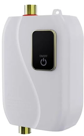 Scaldabagno Scaldabagno Elettrico Senza Serbatoio Bagno Cucina Scaldabagno Istantaneo Con Display A LED Doccia Riscaldamento Rapido 'acqua,Risparmia energia(White)