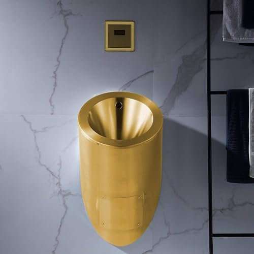 Urinario De Pared Urinario Comercial Para Hombres, Urinario Antiolor, Urinario Con Descarga Para Baños Públicos Urinarios De Acero Inoxidable,Gold-Urinalplussensor