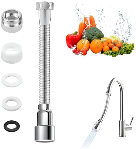 CHENYU 1 Pezzo Prolunga Rubinetto Cucina Estenditore Rubinetto Girevole a 360° Prolunga Rubinetto Cucina 2 Tipi di Jet 30 cm Adatto Per La maggior parte dei Bagni della Cucina
